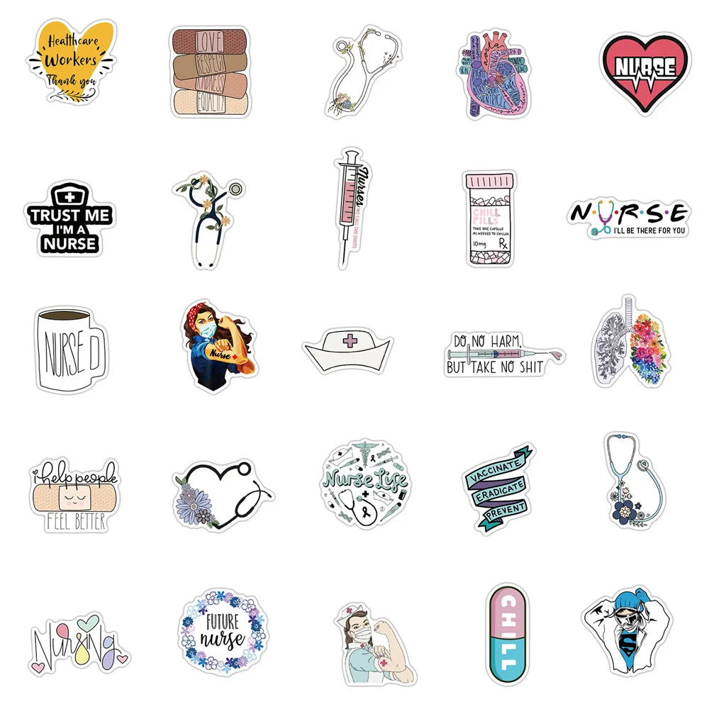 50PCS International Nurse's Day Graffiti Stickers Decorative Luggage Motorcycle Laptop Waterproof Stickers
