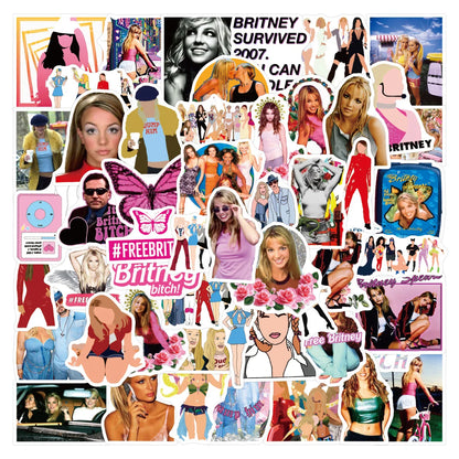 50pcs Star Britney Spears Graffiti Sticker DIY Suitcase Laptop Skateboard Car Motorcycle Star Sticker