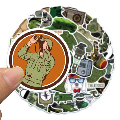 50PCS Soldier Military Character Camouflage Cartoon Graffiti Boy Toy Mobile Phone Notebook Waterproof Stickers