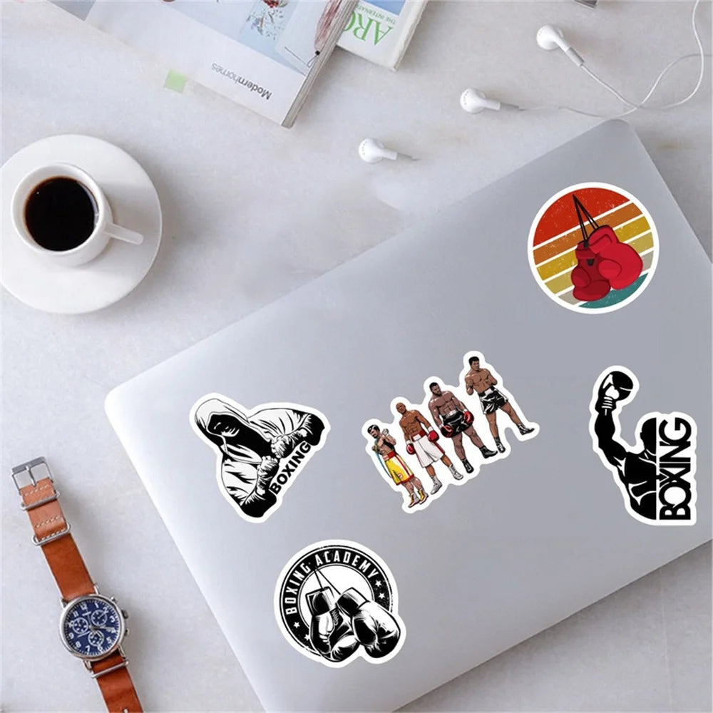 50PCS Boxing Match Muscle Strength Sticker Notebook Trolley Case Bike Scooter Waterproof Graffiti Gift Toy Sticker