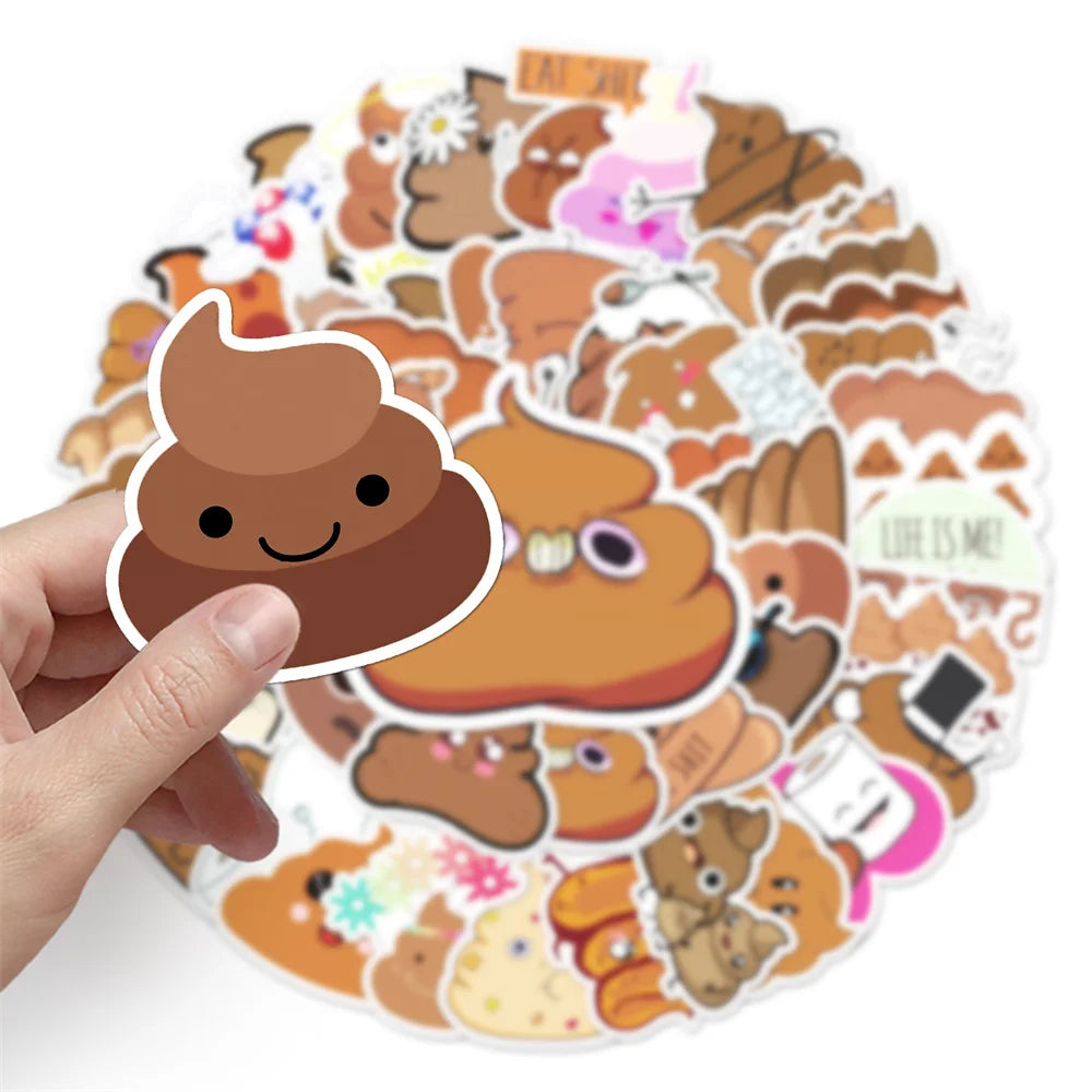 50PCS Poop Spoof Personality Decoration Graffiti Waterproof Sticker Notebook Refrigerator Stationery Box WaterCup