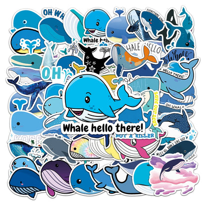 50pcs Popular Animation Whale Graffiti Decoration Luggage Compartment Waterproof Sticker