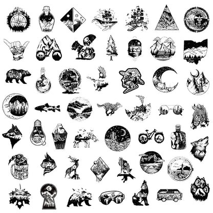 50PCS Creative Black and White Gothic Graffiti Mobile Phone Scrapbook Laptop Luggage Skateboard Guitar Sticker