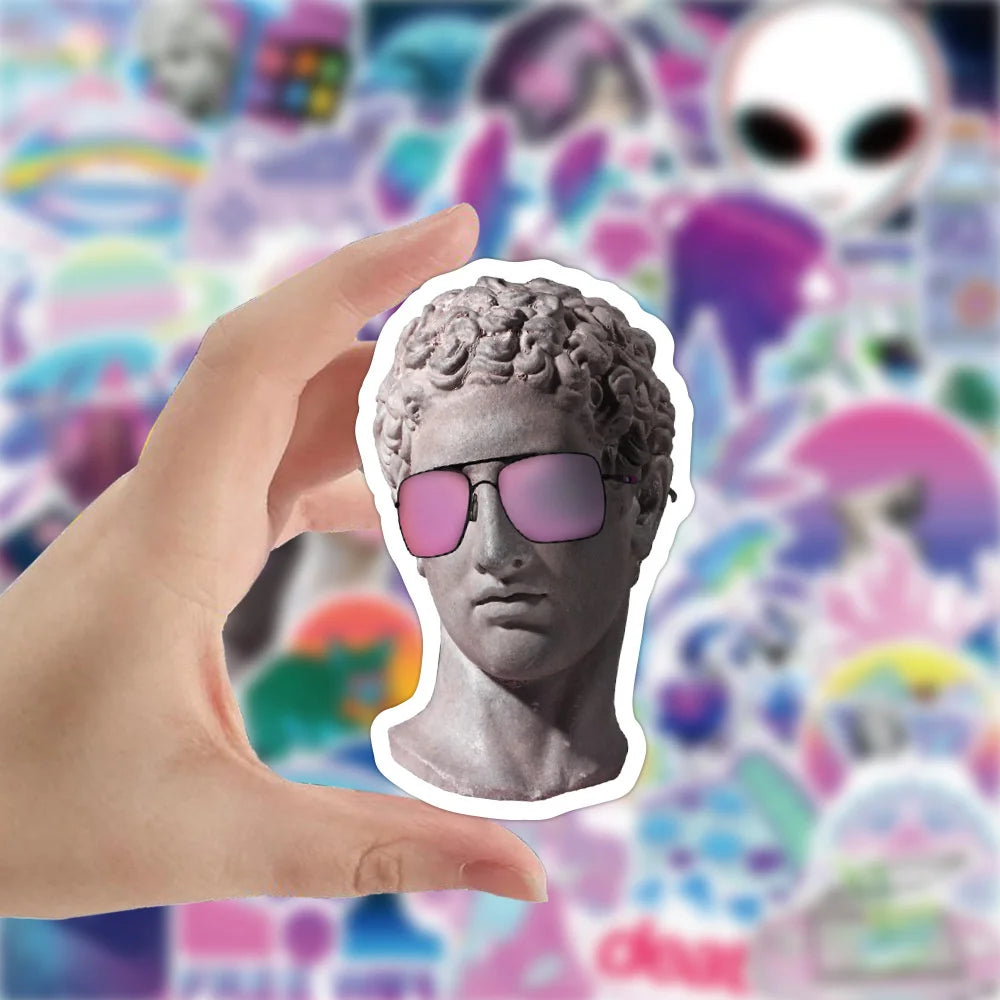 50PCS Steam Wave Sticker Girl Ins Personalized Suitcase Sticker VSCO Waterproof Notebook Sticker