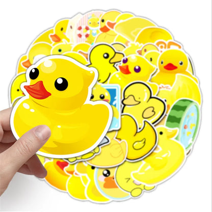 50 pieces of cute cartoon yellow duck decorative style graffiti stickers, personalized, fashionable and creative DIY exquisite decorative sticker cups, helmets, skateboard popular sticker toys