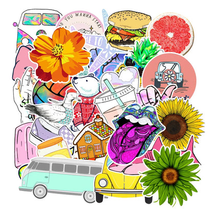 50PCS cartoon and fresh series graffiti stickers, personalized DIY trolleys, suitcases, boxes, laptops, skateboards, decorative waterproof stickers and toys