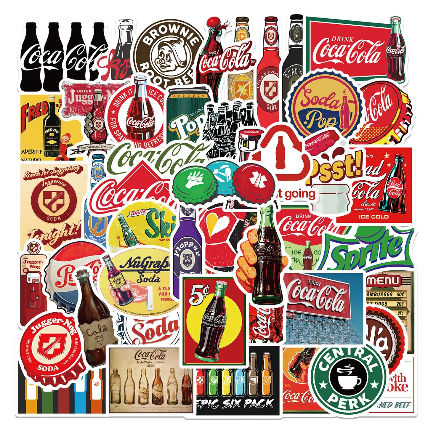 50pcs Color Retro Coke Bottle Graffiti Sticker DIY Suitcase Laptop Scooter Guitar Star Sticker Waterproof