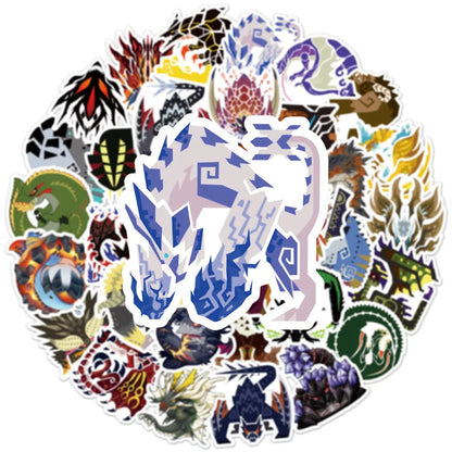 50PCS of cute cartoon anime Monster Hunter decorative style graffiti stickers, personalized, fashionable and creative trend DIY exquisite decorative decal cups, helmets, skateboard popular sticker toys