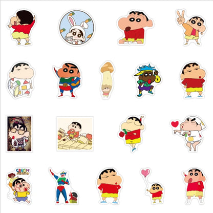 50PCS Art Illustration Popular Creative Cartoon Animation Crayon Shin-chan Decorative Style Graffiti Stickers Personalised Fashion Creative Trend DIY Exquisite Decorative Decals for Cups, Helmets, Skateboards Popular Stickers Toys