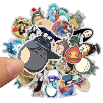 50PCS cartoon Totoro Spirited Away girl doodle stickers, personalized DIY skateboard luggage, guitar, phone case, laptop doodle waterproof decorative stickers toys