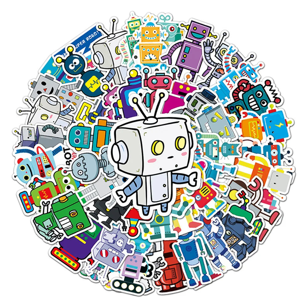 50PCS Robot Graffiti Stickers Cartoon Robot Stickers DIY Skateboard Water Cup Luggage Stickers