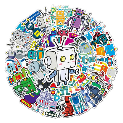 50PCS Robot Graffiti Stickers Cartoon Robot Stickers DIY Skateboard Water Cup Luggage Stickers