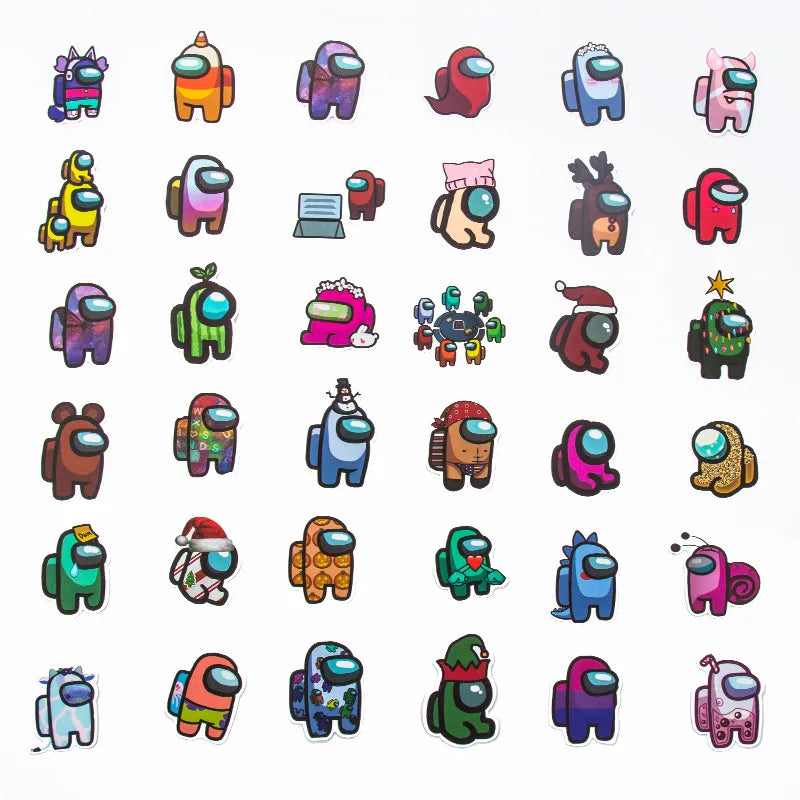 50pcs Popular Game Amongus Luggage Sticker Notebook Helmet Waterproof Graffiti Toy Sticker
