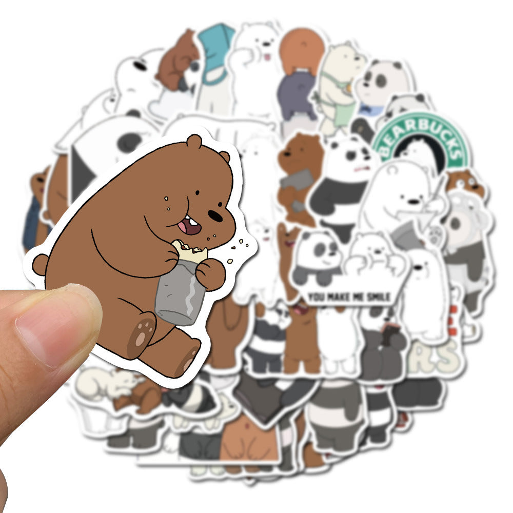 50PCS Cartoon Naked Bear Stickers - Cute Animal Decals for Laptops, Water Bottles, Journals & Funny Meme Gifts