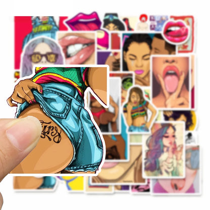 50PCS Temptation Sexy Urban Beauty Graffiti Decals Ipai Diary Laptop Guitar Skateboard PVC Waterproof Sticker