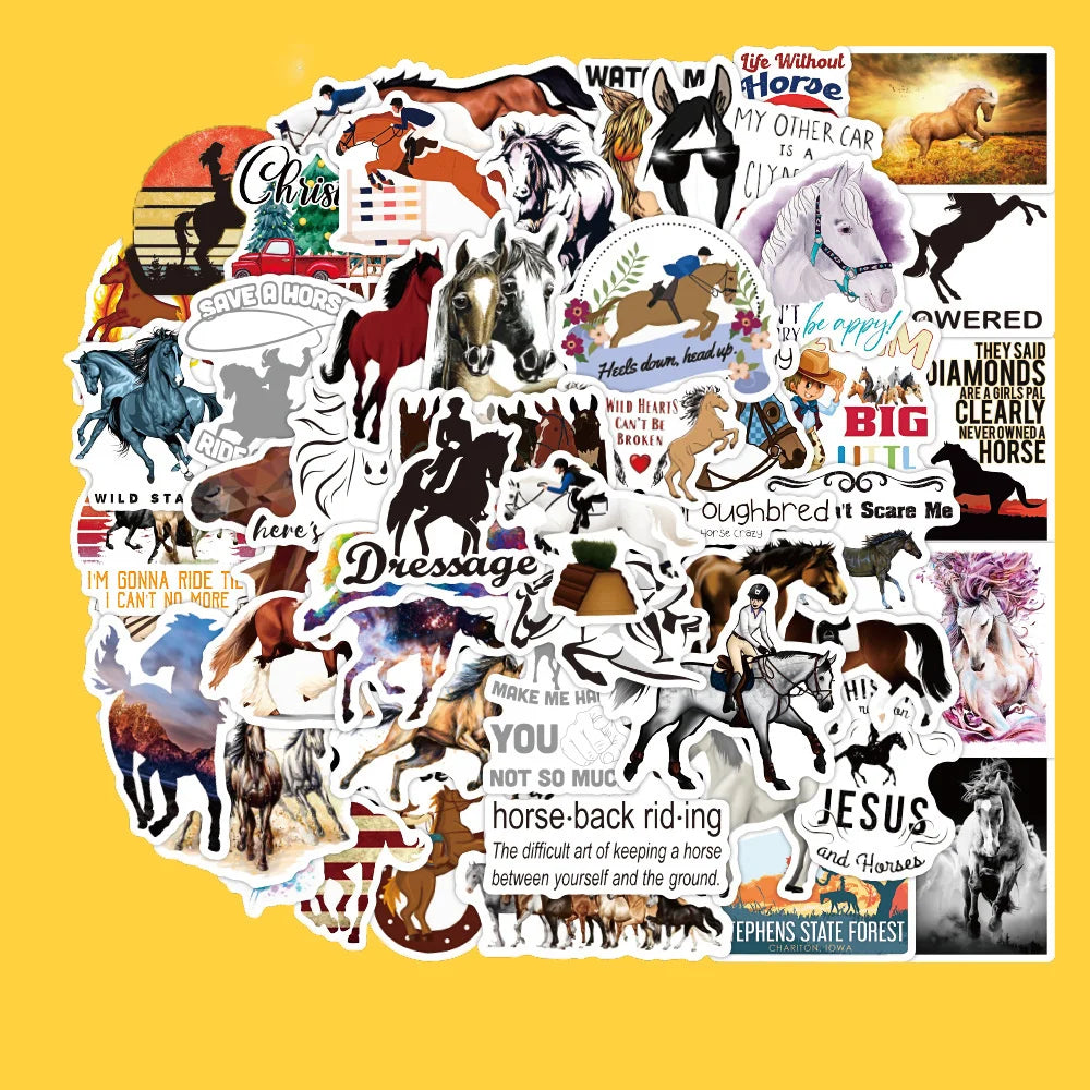 50PCS Equestrian Lovers Graffiti Horse Sticker DIY Laptop Skateboard Mobile Phone Decoration Gift Toy Sticker
