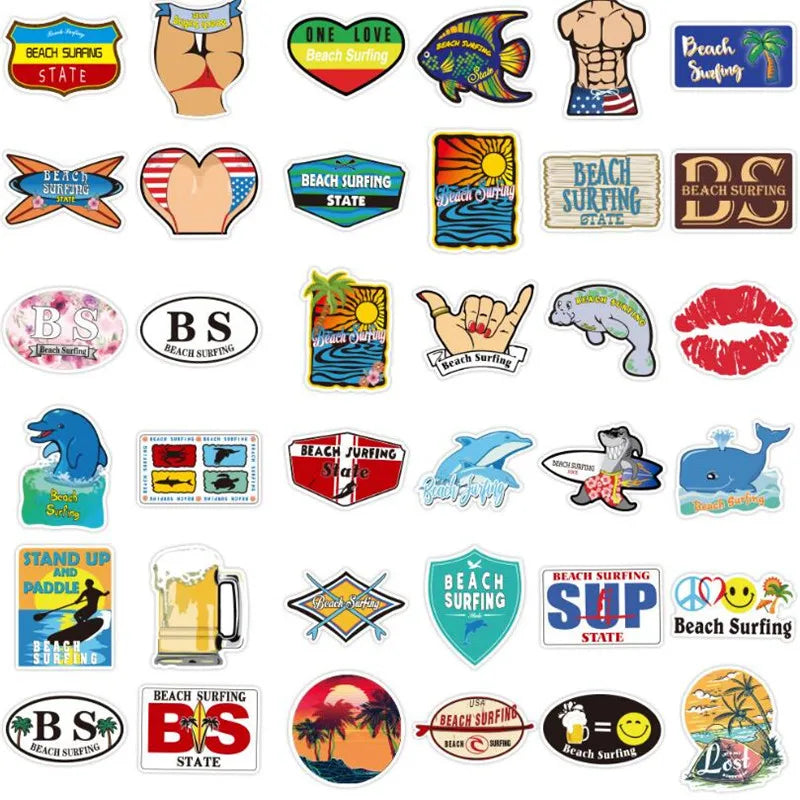 50PCS Personality Cartoon Outdoor Travel Beach Style Motorcycle Notebook Skateboard Guitar Waterproof Sticker