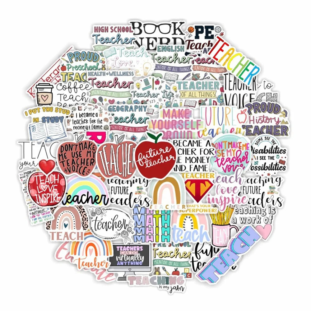 50PCS Retro Inspirational Teacher's Day English Love Graffiti Car Sticker Notebook Helmet Refrigerator Sticker