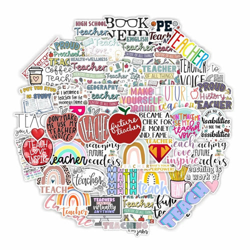 50PCS Retro Inspirational Teacher's Day English Love Graffiti Car Sticker Notebook Helmet Refrigerator Sticker