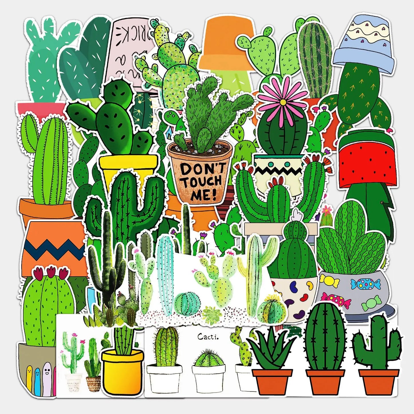 50pcs Popular Animation Cactus Graffiti Decoration Luggage Compartment Waterproof Sticker