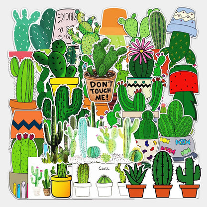 50pcs Popular Animation Cactus Graffiti Decoration Luggage Compartment Waterproof Sticker