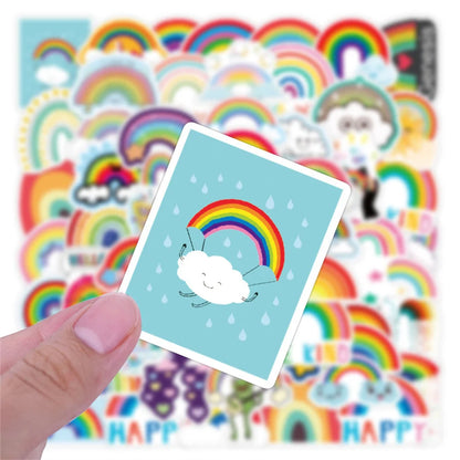50 pieces of cartoon and fresh rainbow bridge cloud graffiti stickers, personalized DIY diary, suitcase, phone case, laptop decoration, waterproof sticker toys