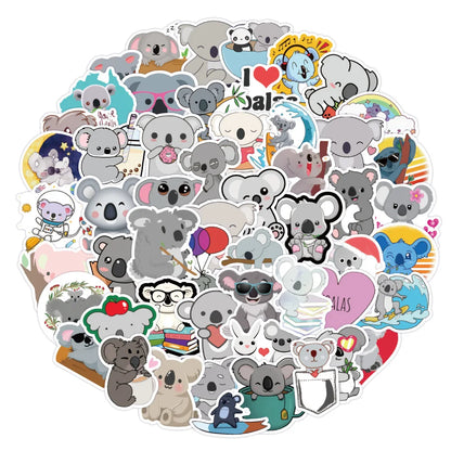 50PCS Cute Animal Koala Graffiti Sticker Waterproof Luggage Compartment Notebook Scooter Water Cup Sticker Custom