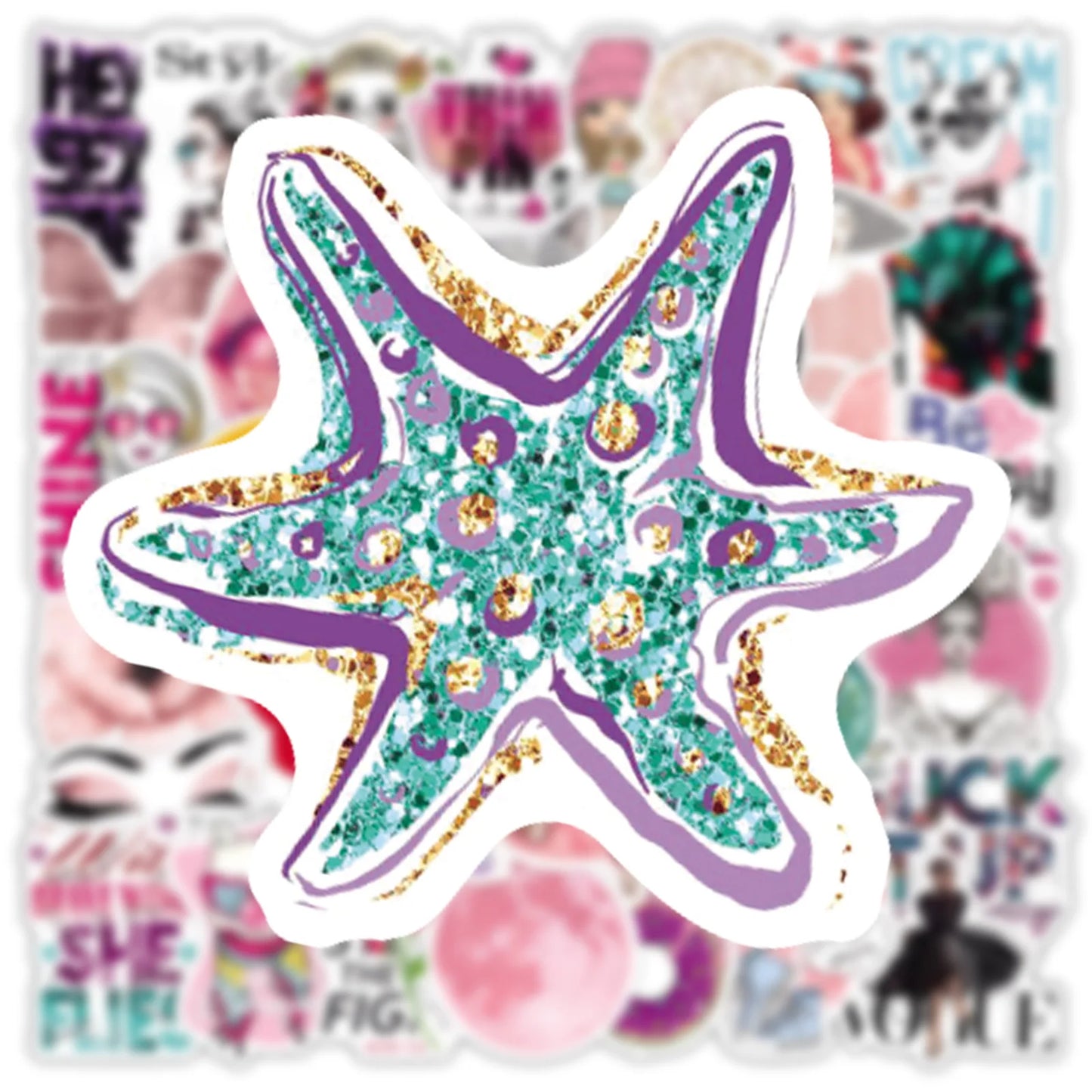 50PCS Cartoon Cute Pink Girl Graffiti Waterproof Sticker Suitcase Notebook Refrigerator Skateboard Stationery Box