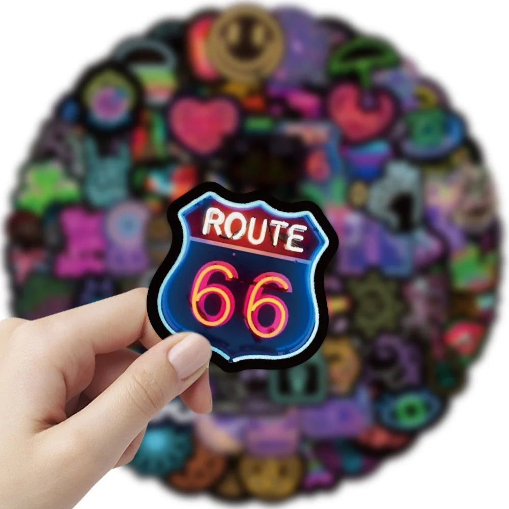 100PCS New Neon Sticker Graffiti Laptop Guitar Motorcycle Luggage Skateboard Bike Waterproof Sticker