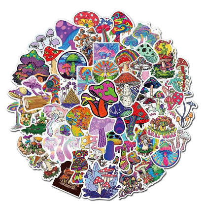 50PCS Psychedelic Aesthetics Mushroom Stickers Toy Luggage Mobile Phone Decoration Graffiti DIY Stickers