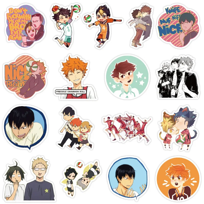 50PCS Volleyball Junior Japanese Anime Graffiti Sticker Suitcase Luggage Guitar Car Sticker Waterproof Sticker