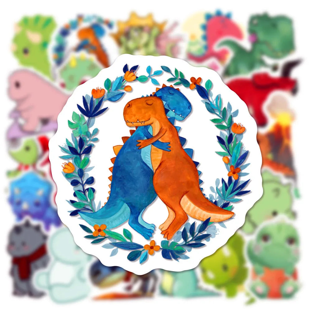 50PCS Cartoon Dinosaur Animal Graffiti Sticker Computer Notebook Bicycle Water Cup Trolley Case Skateboard Guitar