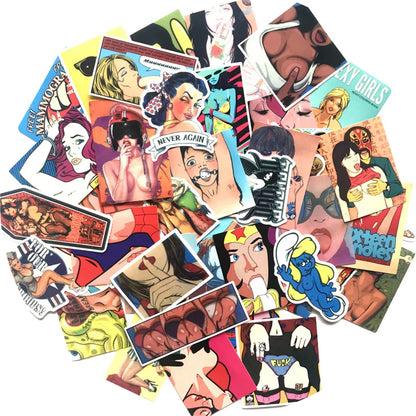 50PCS/ Cartoon Tease Sexy Anime Beauty Stickers Laptop Skateboard Guitar Waterproof Decorative Stickers