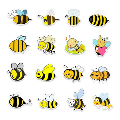 50PCS Cartoon Cute Bee Stickers Refrigerator Computer Mobile Phone Water Cup Graffiti Stickers
