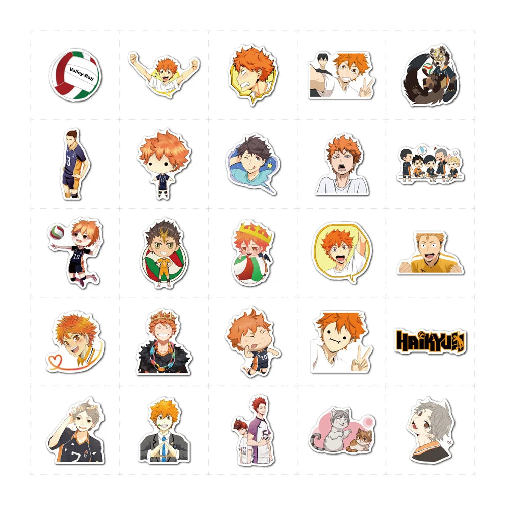 100PCS Cartoon Volleyball Teenager Anime Sticker Laptop Skateboard Guitar Waterproof Decorative Sticker