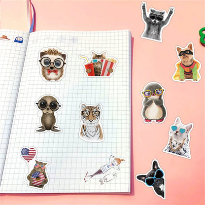 50PCS of cute animal dog series graffiti stickers, personalized DIY suitcase, diary book, skateboard, phone case, laptop decoration, waterproof sticker toys