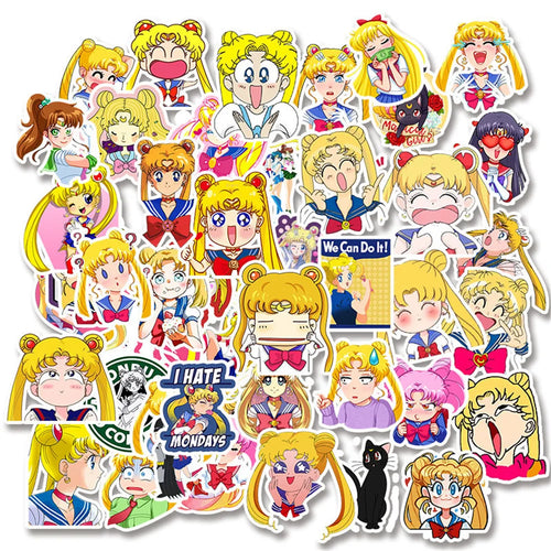 50PCS Super Cute Sailor Moon Stickers Sailor Moon Graffiti Decoration Personalized Suitcase Guitar Waterproof