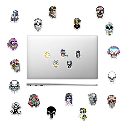 50PCS Non-repetitive Symphony Horror Skull Sticker Halloween Graffiti Refrigerator Computer Decoration Sticker
