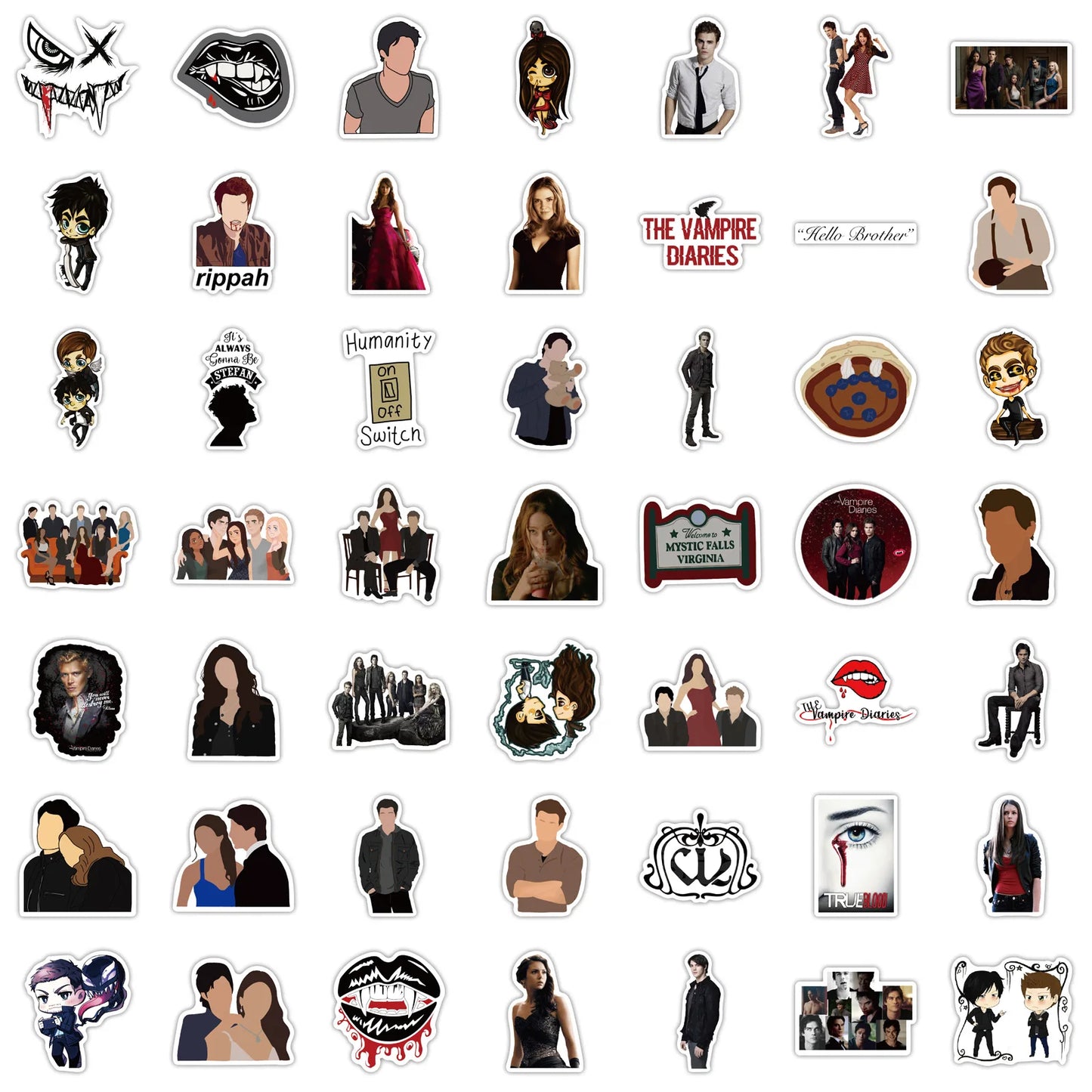 50PCS TV Series Vampire Diaries Character Graffiti Waterproof Sticker Suitcase Notebook Stationery Box Water Cup
