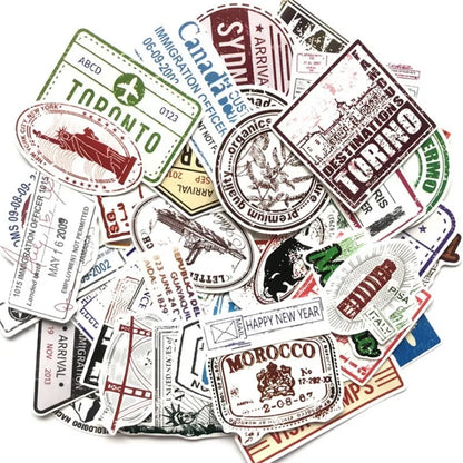 50PCS postmarks, retro letter paper, stamps, decorative style graffiti stickers, personalized, fashionable and creative DIY exquisite decorative decals, cups, helmets, skateboards, popular sticker toys