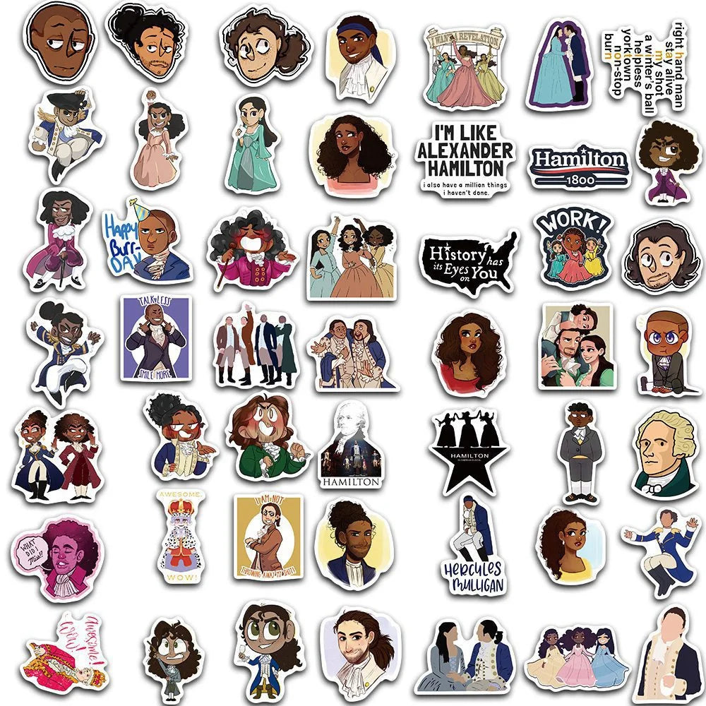 50PCS Hamilton Musical Graffiti Waterproof Sticker Suitcase Notebook Refrigerator Skateboard StationeryBox Helmet