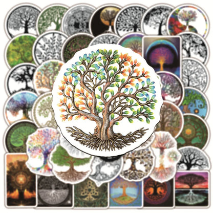 50PCS New Totem Tree of Life Graffiti Sticker Waterproof Luggage Laptop Scooter Water Cup Sticker