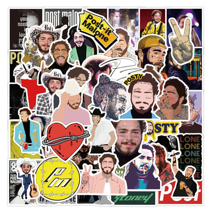 50PCS Singer Boz Malone Graffiti Sticker Waterproof Suitcase Notebook Refrigerator Children's Water Cup Sticker