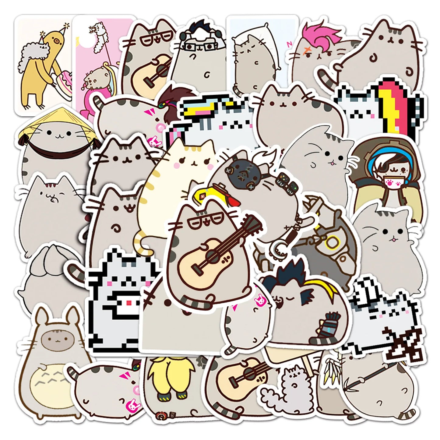 50PCS Anime Cartoon Punk Cat Cute Graffiti Luggage Laptop Motorcycle Mobile Phone Water Cup F Waterproof Sticker