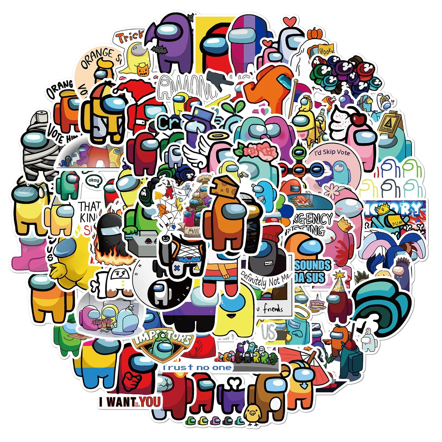 50PCS Game Emoticons Among Us Graffiti Waterproof Sticker Suitcase Notebook Refrigerator Water Cup Stationery Box