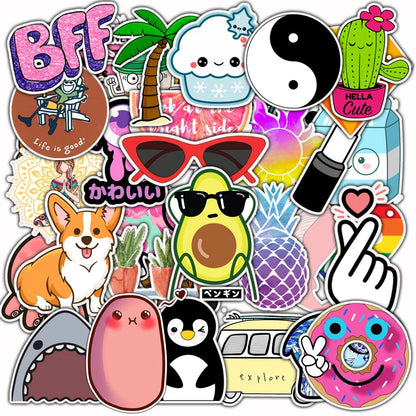 50PCS Cartoon Cute Popular Animal Graffiti Skateboard Helmet Water Cup Refrigerator Luggage Sticker Toys