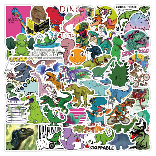 50PCS New Cute Dinosaur Cartoon Graffiti Waterproof Sticker Suitcase Notebook RefrigeratorSkateboardStationeryBox