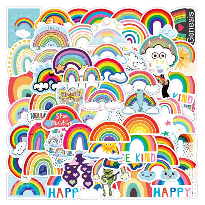 50 pieces of cartoon and fresh rainbow bridge cloud graffiti stickers, personalized DIY diary, suitcase, phone case, laptop decoration, waterproof sticker toys