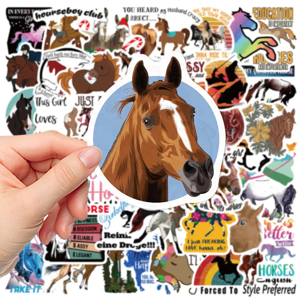 50PCS Horse Racing Sports Stickers New Luggage Laptop Skateboard Insulation Cup Waterproof Stickers