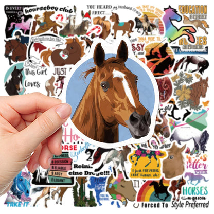 50PCS Horse Racing Sports Stickers New Luggage Laptop Skateboard Insulation Cup Waterproof Stickers